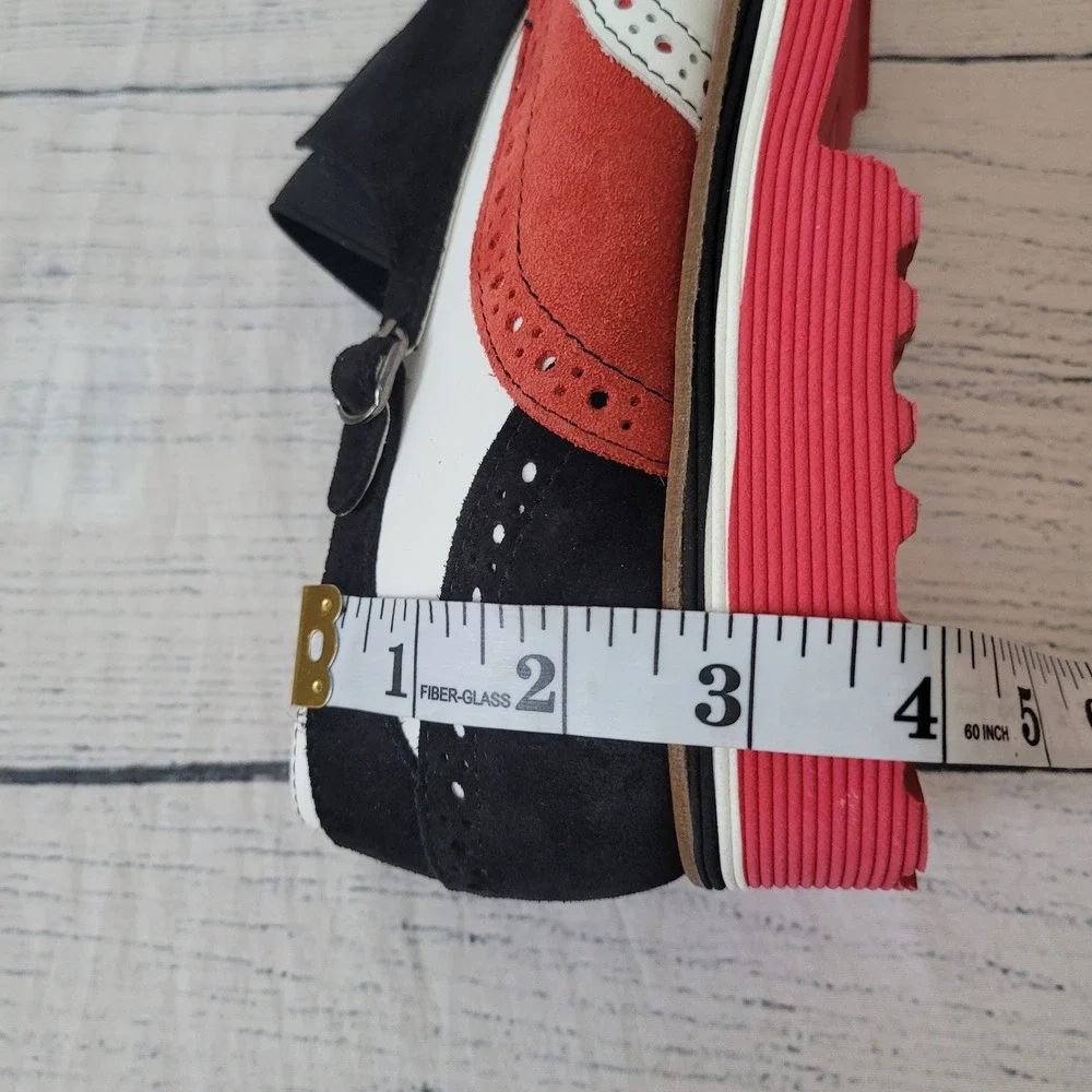 GIROTTI MILANO Wingtip‎ Oxford Shoes Black White Red Suede No Lace Size 43 US 9